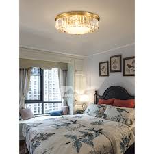 Crystal Flush Ceiling Lights Fixtures Solid Brass Bedroom Modern Led Warm For Sale Craftsman Style Round