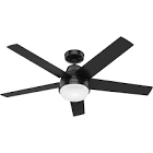 5-Blade Aerodyne Smart Indoor Ceiling Fan with LED Light, Matte Black, 52-in Hunter