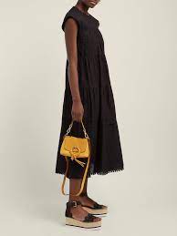 See By Chloe Mini Joan Suede Pebbled Leather Hobo Bag In Burnt Yellow Yellow Lyst