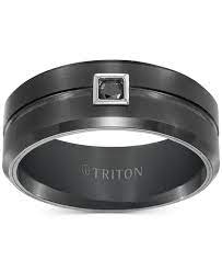 Triton Men S Black Tungsten Ring Black Diamond Wedding Band 1 10 Ct T W Reviews Rings Jewelry Watches Macy S Black Diamond Wedding Bands Black Tungsten Rings Diamond Wedding Bands
