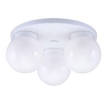 Westinghouse 3 Light Ceiling Fixture White Interior Flush Mount With White Glass Globes 6621400 The Home Depot