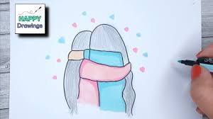 Maybe you would like to learn more about one of these? How To Draw Two Best Friends Hugging Bff Happy Drawings Youtube
