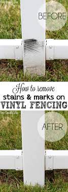 After installing a new section of fencing, my original fence needed a quick cleaning. Backyard Clean Up Vinyl Fence Vinyl Railing How To Remove Stain