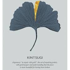 Ginkgoblatt Kintsugi Poster Kintsukuroi Kunst Minimalistische Poster Wandkunst Word Art Kintsugi Art Japanese Art Kintsugi