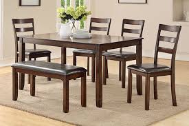 Poundex F2547 6 Pc Bridget Espresso Finish Wood Dining Table Set Padded Seat Chairs And Bench Dining Table Wood Dining Table Dining Table Setting