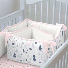 Breathable mesh crib liner w/microfiber. Gray And Pink Baby Woodland Crib Bumper Crib Bumper Baby Crib Bumpers Baby Crib Diy