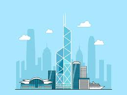 Hongkong Building Illustration Travel Prints Hong Kong