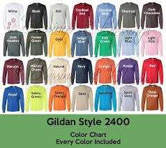 gildan 2400 color chart every color digital file ultra cotton long sleeve t shirt color guide psd jpeg jpg photoshop edit tshirt color guide