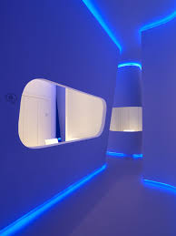 Led Lighting Project In Collaboration With An Architecture Firm We Installed Blue Led Gw Fl Futuristic Interior Lighting Design Interior Hotel Interior Design