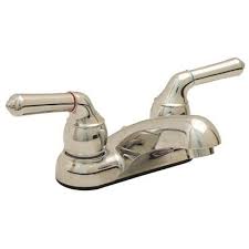 Proplus 4 In Centerset 2 Handle Bathroom Faucet With Pop Up Assembly In Chrome Bathroom Faucets Sink Faucets Low Arc Bathroom Faucet