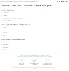 Quiz Worksheet Most Common Bloodborne Pathogens Study Com