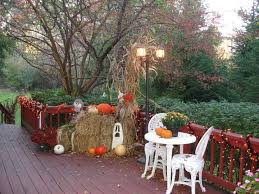 Our Outdoor Deck Decorating For Fall Halloween Fall Outdoor Decor Outdoor Deck Decorating Deck Decorating