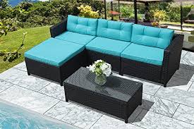 The greenway collection is the perfect solution for every patio and will make your backyard the center of activity. Super Patio Outdoor Patio Furniture Set 5pc Outdoor Pe Wicker Rattan Sectional Furniture Set With Blue Seat And Back Cushions Steel Frame Black Buy Online In Bahamas At Bahamas Desertcart Com Productid 66877840