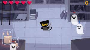 In the doodle, you will be a cat named momo that has to fight ghosts with magic spells and rescue her. Popular Google Doodle Games Defend The Magic Cat Academy Against Ghosts In Throwback Halloween Game