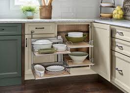 With slide out shelves, you can bring everything in your cabinets out into the light and. Yorktowne Cabinetry Corner Base Cabinet Pull Out