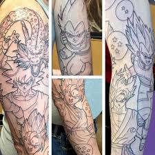 I Promised Some Linework Here S The Dragonballz Full Sleeve I Started Yesterday So Many Huge Tattoos Thi Sleeve Tattoos Tattoos For Guys Full Sleeve Tattoos