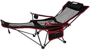 Anigu Mesh Lounge Reclining Folding Camp Chair With Footrest And Carry Bag Black Camping Chairs Folding Camping Chairs Camp Chair Storage