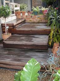 Decking Steps To Create Easy Access From The Path To The Entrance In A Confined Space Backyard Deck Steps Rustic Backyard