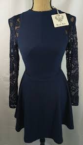 angel biba lace skater skirt dress navy blue aus size 10 nwt