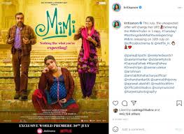 Want to discover art related to mimi? Kriti Sanon Starrer Mimi Gets A Release Date Film To Premiere On Netflix Jio Cinema