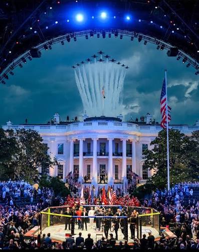 🇺🇸 This photo from the UFC Freedom 250 fight on the South Lawn of the White  House may be one of the coolest flyover pictures ever taken.