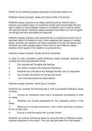 A student writing an essay on her academic growth, for example, might write as a thesis, through my work on my final research paper, i've learned how to do stronger research and use an objective voice, but i still need to work on structure and transitions. Calameo Reflective Essay Example Ideas And Tips To Write It Powerfully