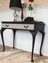 Refurbished Antique Queen Anne Console Table Black Chalk Painted And Paris Grey On The D Black Chalk Paint Furniture Painting Furniture Diy Painted Furniture
