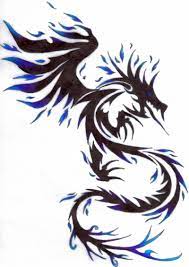 Blue Fire Dragon Tribal Tattoo Design By Kitsune Lunar Rose Tribal Drawings Tribal Dragon Tattoo Tribal Dragon Tattoos