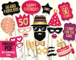 50th Birthday Photo Booth Props Printable 50th Birthday Photo Booth Props Printable Pdf Hot Pink And Etsy Birthday Photo Booths Photo Booth Props Birthday Photos