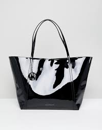 Armani Exchange Black Patent Tote Bag Asos