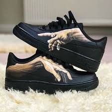 Custom Black And Blue Air Forces Michelangelo Inspired Custom Af1 Art Changes Everything Photo By Georgerollo Filetfamilia Filetlondon Custom Nike Shoes Hype Shoes Painted Shoes