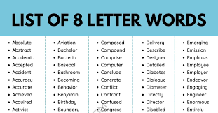 Please see our crossword & codeword, words with friends or scrabble word helpers if that's what you're looking for. 8 Letter Words List Of 540 Common Eight Letter Words In English 7esl