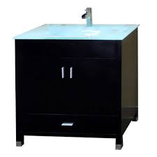 Glass bathroom vanities nothing says sophistication quite like beautiful tempered glass. Bellaterra Home Oslo B 33 In Single Vanity In Black With Glass Vanity Top In Glacier Bt3110 B The Home Depot