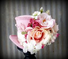 Pink Linen Rose Flower Explosion Mini Top Hat Mad Hatter Etsy Tea Party Hats Fancy Hats Mad Hatter Hats