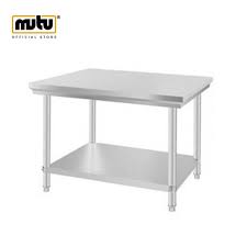 Meja stainless memiliki keunggulan dibanding dengan material lainnya dikarenakan material yang lebih kokoh, anti karat dan berwarna elegan. Meja Stainless Steel Worktable Meja Persiapan Dapur Restoran Rwt 15c Shopee Indonesia