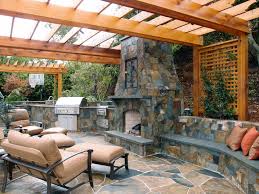 outdoor kitchen and fireplace houzz