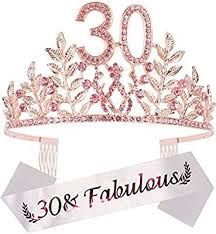 Birthday Crown And Sash Near Me 30th Birthday Party Decorations Supplies 30th Princess Birthday Tiara Kit Pink Rhinesto 30th Birthday Decorations 30th Birthday Party Supplies Birthday Tiara