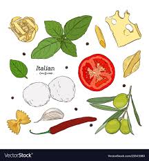 Set With Hand Drawn Of Food Italian Cuisine Vector Image On Vectorstock How To Draw Hands Food Drawing Italian Cuisine