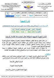 في الصباح لارتفاع درجة حرارة الارض درجة حرارة الهواء تصل إلى +19.+27°c, نقطة الندى: Ø®Ø¯Ù…Ø§Øª Ø§Ù„Ø£Ø±ØµØ§Ø¯ Ø§Ù„Ø¬ÙˆÙŠØ© Ø§Ù„ÙŠÙ…Ù†ÙŠØ© Yemen Meteorological Services Facebook