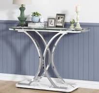 Amazon.com: O&K FURNITURE Mesas consola de cristal plateado ...