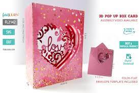 Download 3d Pop Up Heart Shaped Box Card Valentine S Day Svg Funlurn