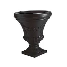 Round urn planter features a durable polypropylene construction with faux stone accents. Dekland Plastic Urn Planter Urn Planters Planters Corten Steel Planters