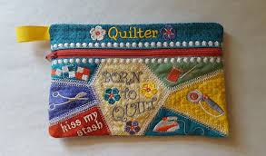 Patchwork Pouch For Quilters Ith 6 By 10 Inches Hoop Etsy Machine Embroidery Quilts Quilters Bag Knitting Quilt
