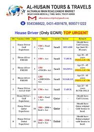 2 to 3 years' experience as technician for diploma holder. Driver Jobs In Gulf Countries And Middle East May 19 2021