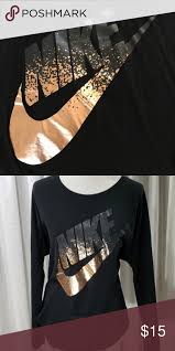 Black And Gold Shirt Women S Women Nike Tops Tees Long Sleeve Rose Gold Xl Long Sleeve Tees Nike Women Nike Long Sleeve Shirt