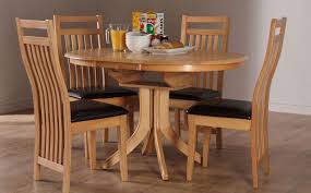 wood set round extending table with 6