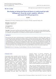 Pdf Developing An Integrated Biosocial Theory To Understand Juvenile Delinquency From The Social Cognitive Affective And Moral Scam Perspectives