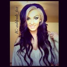 Deep Purple Hair With Platinum Bangs Maybe With Dark Red Purple Blonde Hair Hair Beauty Purple Hair