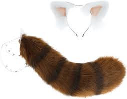 Amazon.com: LittleLuluda Faux Fur Red Panda Ears Tail Furry Halloween Party  Cosplay Set Costume Fancy Dress Props (Transparent belt, with plastic  plate) : Clothing, Shoes & Jewelry