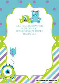 Great Event Using Free Monster Baby Shower Invitations Templates Monster Baby Shower Invitations Monsters Inc Baby Shower Monsters Inc Invitations